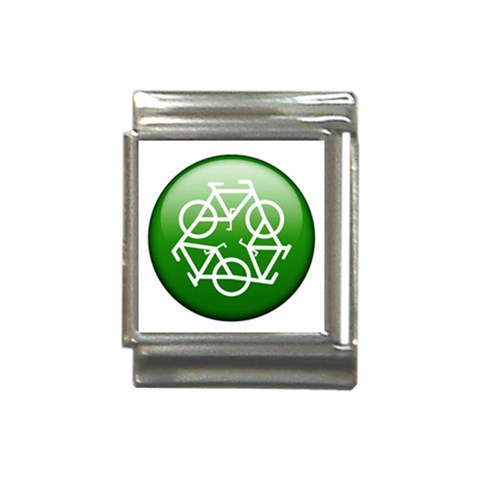 Green recycle symbol Italian Charm (13mm) from UrbanLoad.com Front