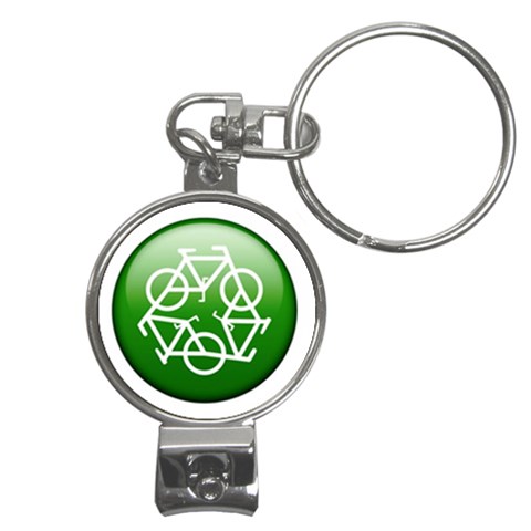 Green recycle symbol Nail Clippers Key Chain from UrbanLoad.com Front