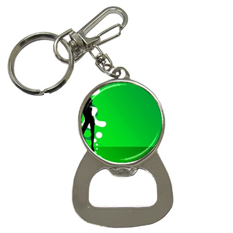 Green silhouette Bottle Opener Key Chain from UrbanLoad.com Front