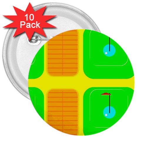 Golf Course 3  Button (10 pack) from UrbanLoad.com Front