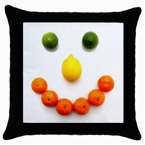 Fruit smile Throw Pillow Case (Black) from UrbanLoad.com Front