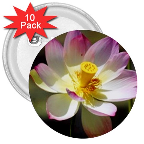 Lotus Flower Long   3  Button (10 pack) from UrbanLoad.com Front