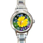 A Yellow Flower  Round Italian Charm Watch