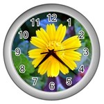 A Yellow Flower  Wall Clock (Silver)