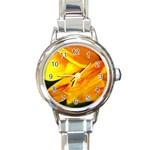 Yellow Sunflower 1   Round Italian Charm Watch