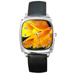 Yellow Sunflower 1   Square Metal Watch