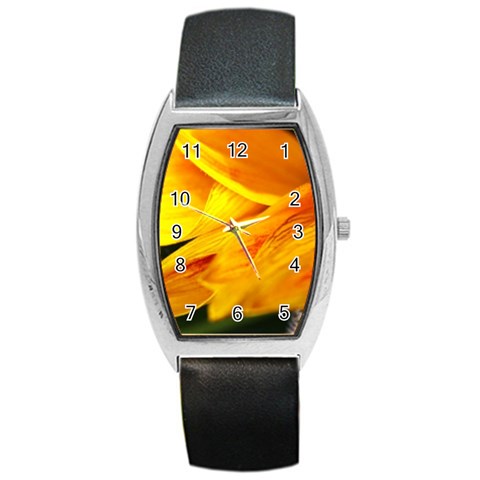 Yellow Sunflower 1   Barrel Style Metal Watch from UrbanLoad.com Front