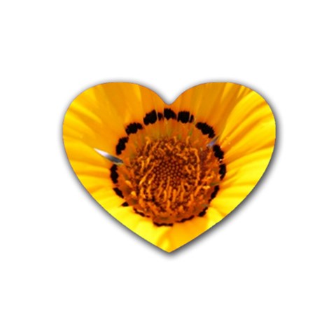 Yellow of Gazania Flower  Rubber Coaster (Heart) from UrbanLoad.com Front
