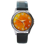 Yellow Flower Front  Round Metal Watch