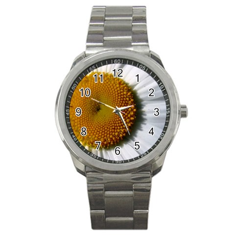 Yellow Daisy Detail  Sport Metal Watch from UrbanLoad.com Front