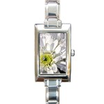 White Flower 1   Rectangular Italian Charm Watch