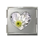 White Flower 1   Mega Link Heart Italian Charm (18mm)