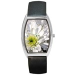 White Flower 1   Barrel Style Metal Watch