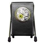 White Flower 1   Pen Holder Desk Clock