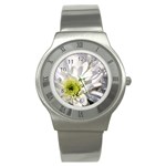 White Flower 1   Stainless Steel Watch