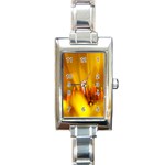 Yellow Color Flower   Rectangular Italian Charm Watch