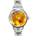 Yellow Color Flower   Round Italian Charm Watch