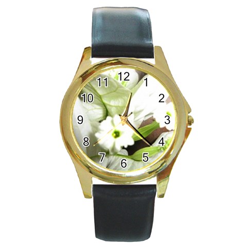 White   Round Gold Metal Watch from UrbanLoad.com Front