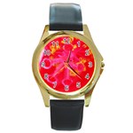 What inside Flowers  Round Gold Metal Watch