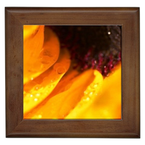 Wet Yellow Flowers 3  Framed Tile from UrbanLoad.com Front