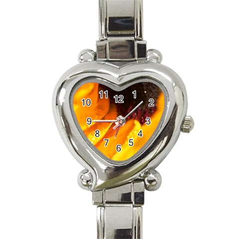 Wet Yellow Flowers 3  Heart Italian Charm Watch from UrbanLoad.com Front