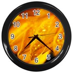 Wet Yellow Flowers 1   Wall Clock (Black)