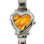 Wet Yellow Flowers 1   Heart Italian Charm Watch