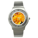 Wet Yellow Flowers 1   Stainless Steel Watch