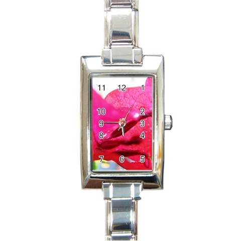 Wet Pink Rose  Rectangular Italian Charm Watch from UrbanLoad.com Front