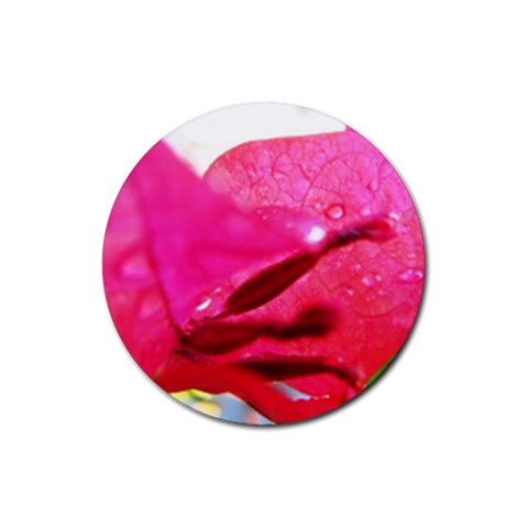 Wet Pink Rose  Rubber Coaster (Round) from UrbanLoad.com Front