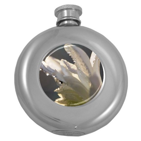 Water Drops on Flower 2  Hip Flask (5 oz) from UrbanLoad.com Front