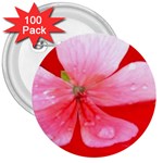 Water and Pink Flower  3  Button (100 pack)