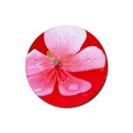 Water and Pink Flower  Rubber Coaster (Round)