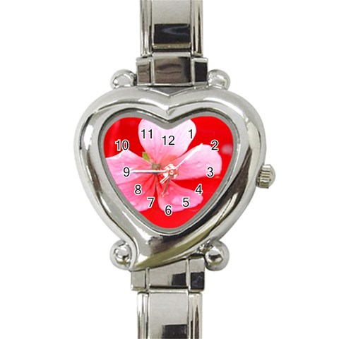 Water and Pink Flower  Heart Italian Charm Watch from UrbanLoad.com Front