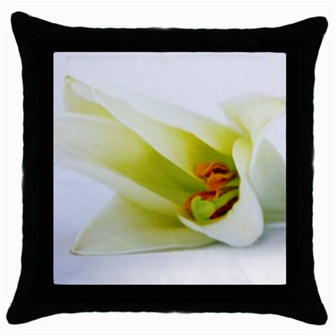 The White Flower  Throw Pillow Case (Black) from UrbanLoad.com Front