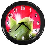 The Red Flower 2  Wall Clock (Black)