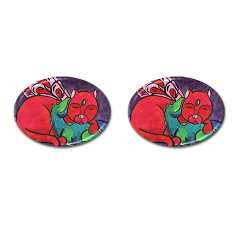 Hug Cufflinks (Oval) from UrbanLoad.com Front(Pair)