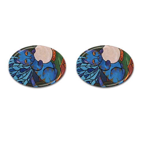 CrystalBallFaeCat Cufflinks (Oval) from UrbanLoad.com Front(Pair)