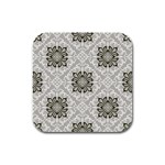 black and white square bkgd Rubber Square Coaster (4 pack)