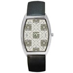 black and white square bkgd Barrel Style Metal Watch