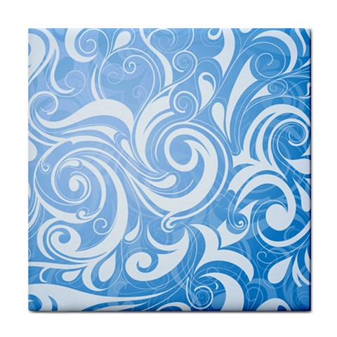 blue swirls Tile Coaster from UrbanLoad.com Front