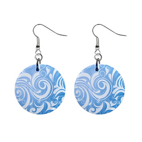 blue swirls 1  Button Earrings from UrbanLoad.com Front