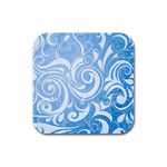 blue swirls Rubber Square Coaster (4 pack)