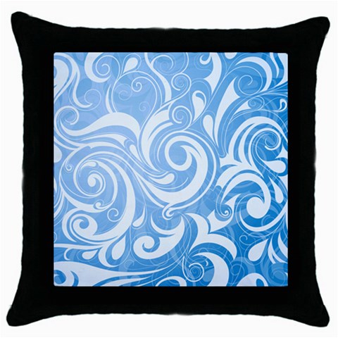 blue swirls Throw Pillow Case (Black) from UrbanLoad.com Front