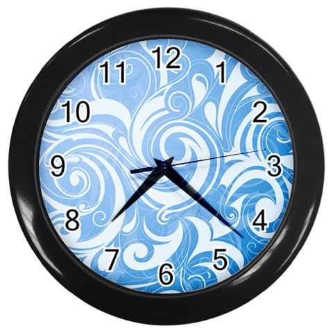 blue swirls Wall Clock (Black) from UrbanLoad.com Front
