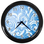 blue swirls Wall Clock (Black)