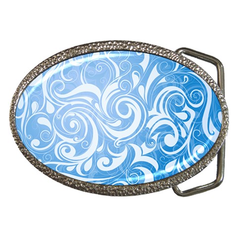 blue swirls Belt Buckle from UrbanLoad.com Front