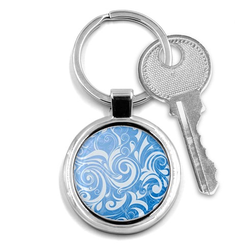 blue swirls Key Chain (Round) from UrbanLoad.com Front