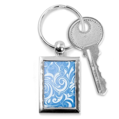 blue swirls Key Chain (Rectangle) from UrbanLoad.com Front