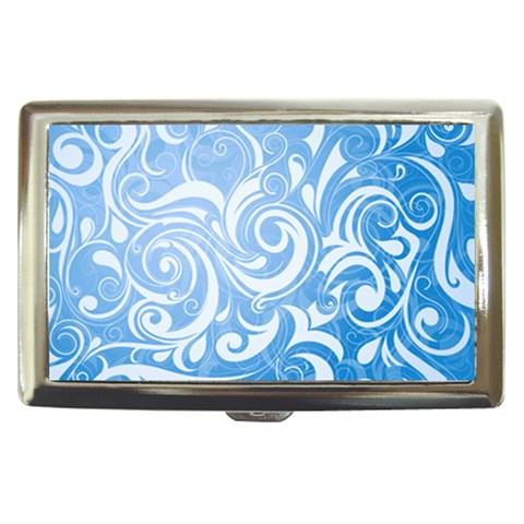 blue swirls Cigarette Money Case from UrbanLoad.com Front